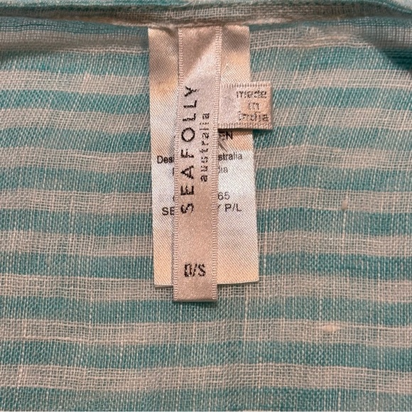 🌻 SEAFOLLY Fine Stripe Cover-Up Linen One-Size Caftan Beach Resort Vacation - Picture 6 of 10